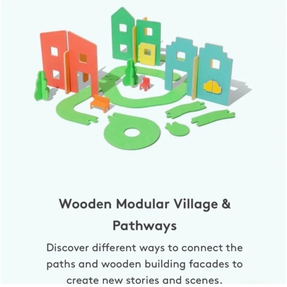 Lovevery Wooden Modular Village & Pathways Multicolor Connector Kit Toy Set